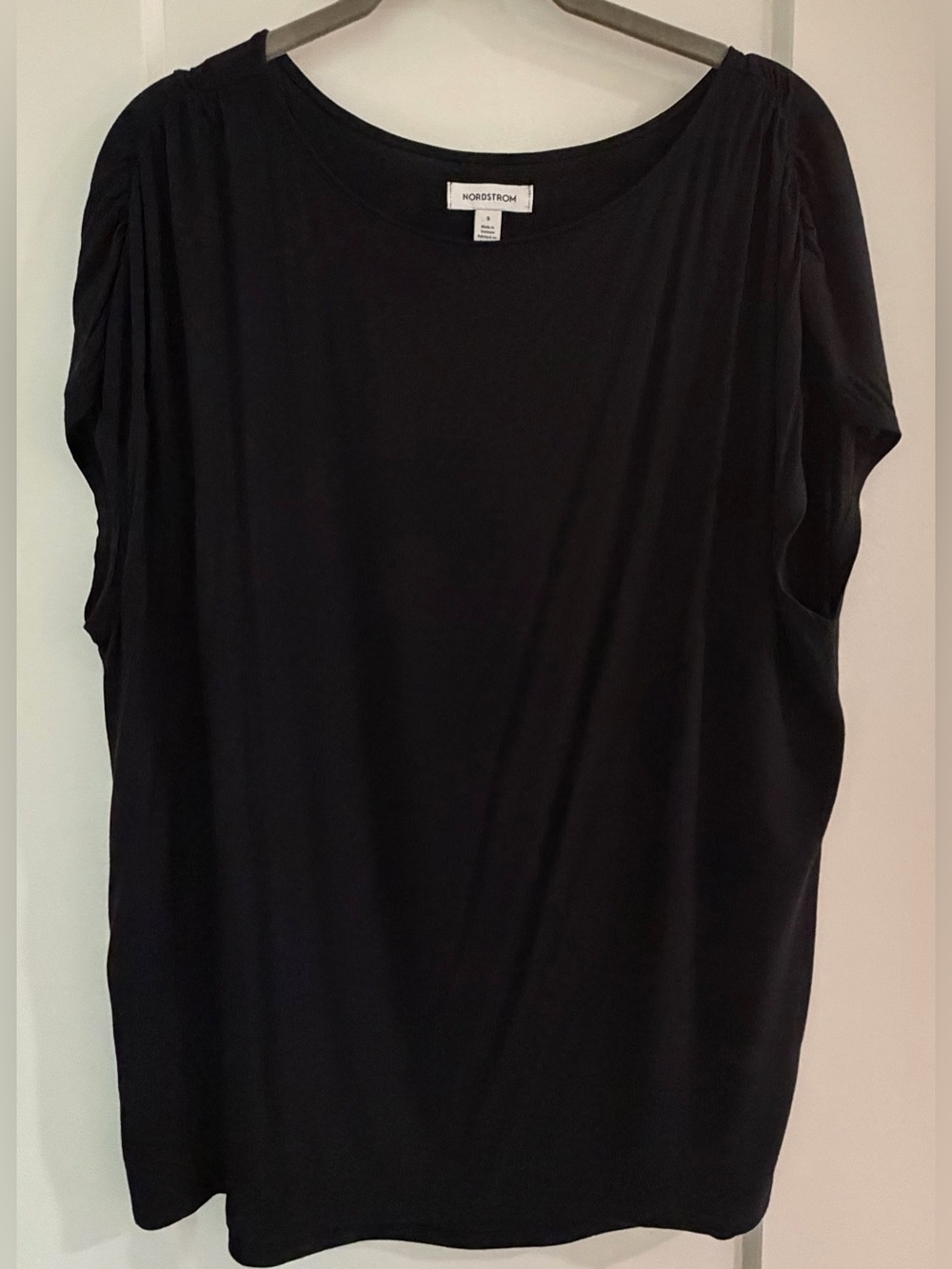 Nordstrom Black Ruched Shoulder Shirt